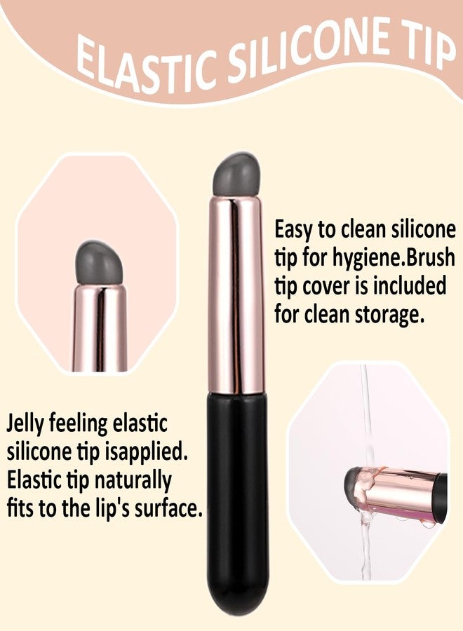 Aeaocvo 3 Pcs Silicone Lip Brush Round Head Lip Brushes Applicator with Cover, Reusable Silicone Makeup Brush Beauty Tool for Lip Gloss, Lip Balm, Concealer Eyeshadow Manicure - Image 3